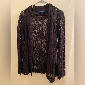 New with tags. Apt 9 medium lace blazer. See through details. Never worn